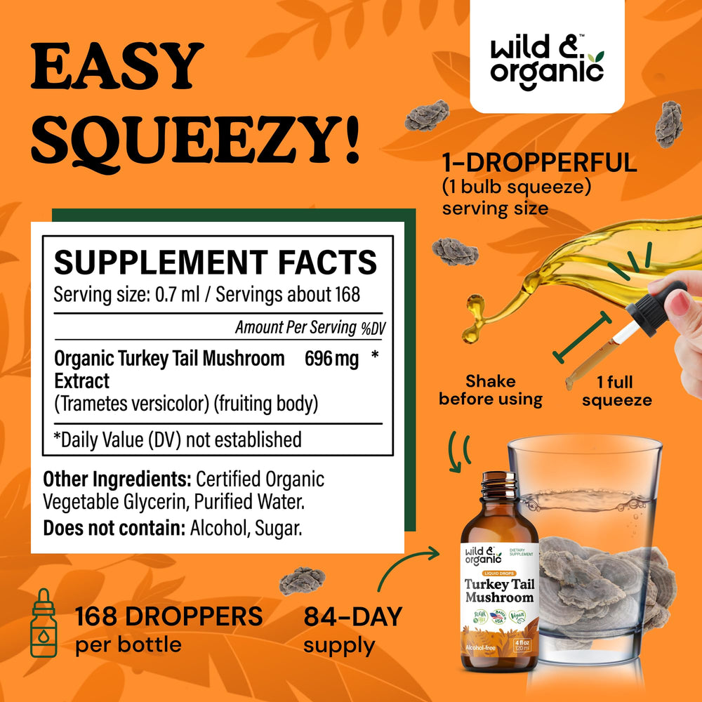 Wild & Organic label shows vegan alcohol free formula and 56 day supply