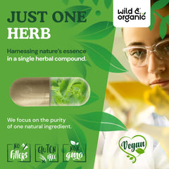 Vegan capsule coating from Wild and Organic highlights plant-based formulation.