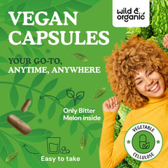 Wild & Organic vegan ingredients label communicates non-GMO, filler-free formulation