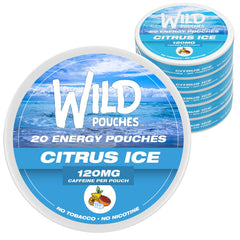 Wild Pouches Citrus Ice packaging shown for on-the-go energy.