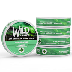 Wild Pouches spearmint caffeine pouch on the go for a quick energy boost.