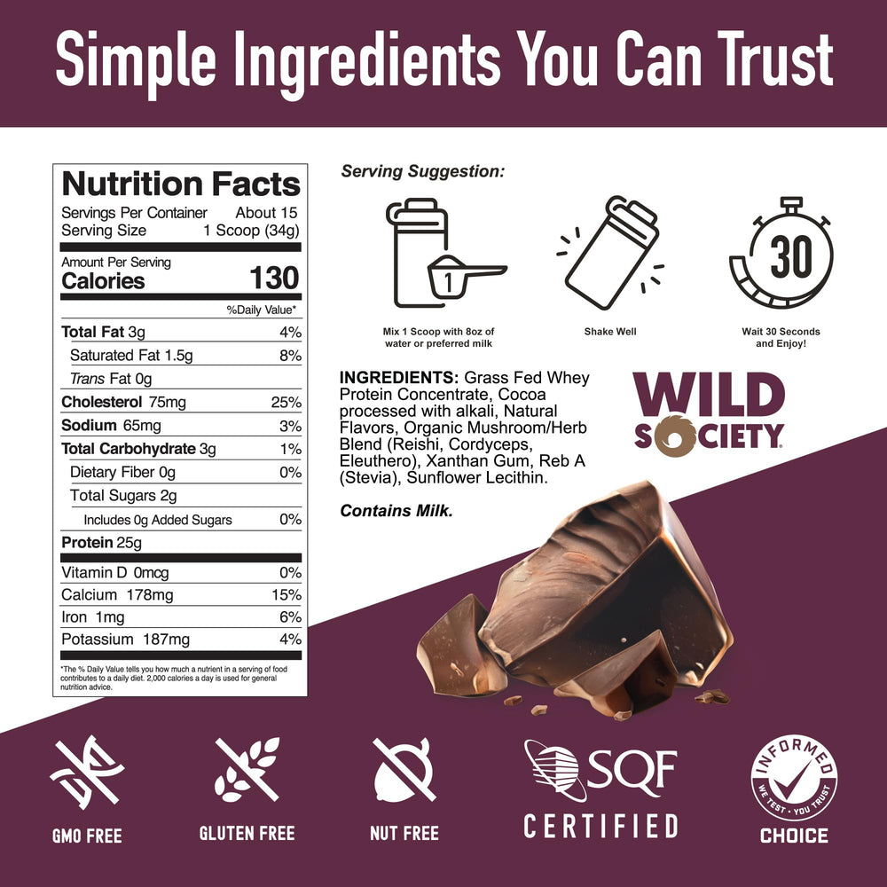 Wild Society Reishi and Cordyceps blend signals adaptogenic support.