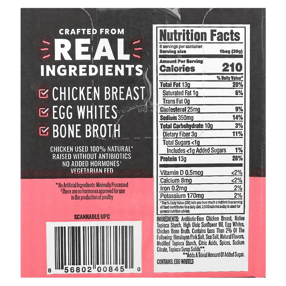 Wilde Brands Protein Chips close-up showing crisp texture and paleo-friendly crunch.