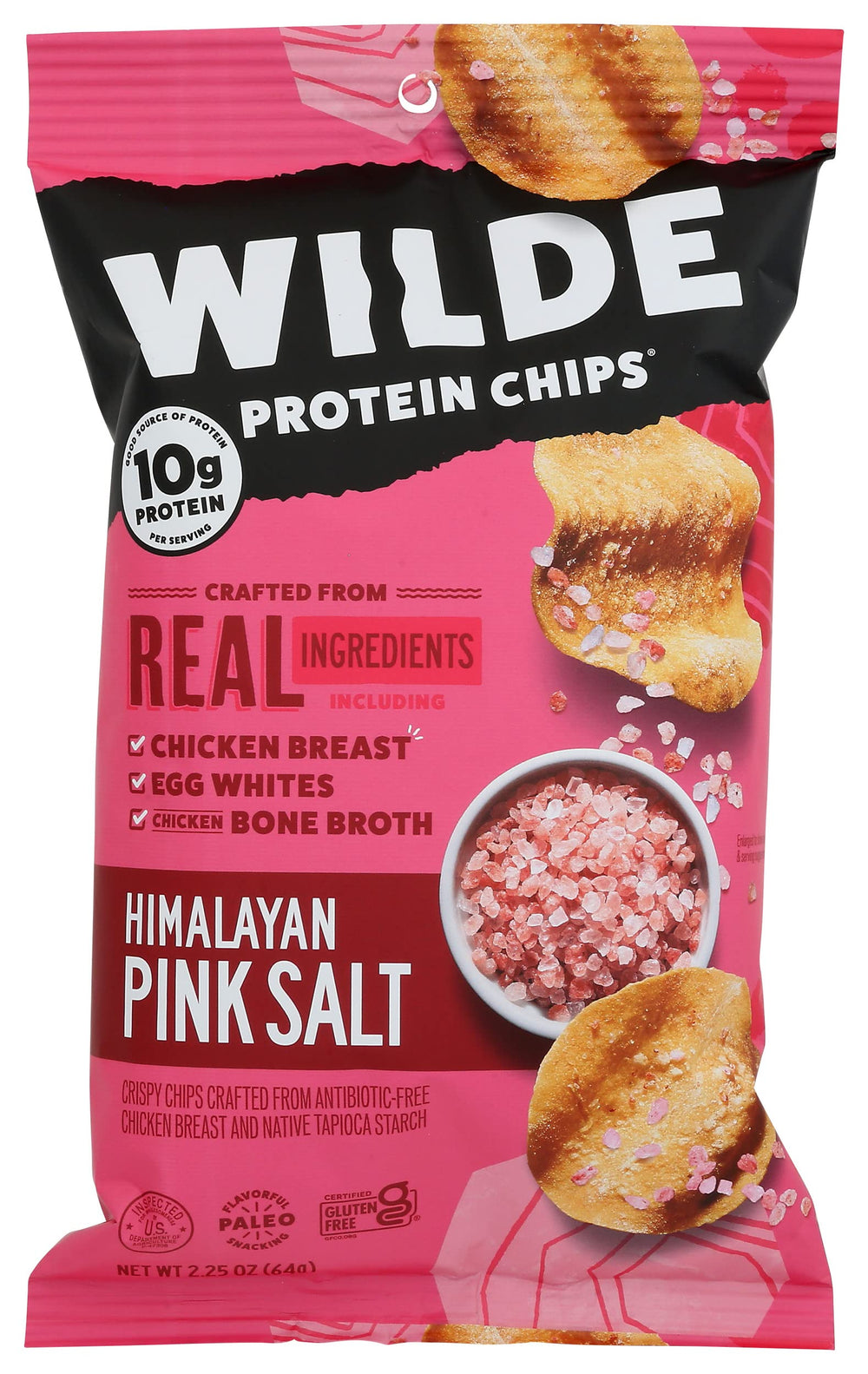 Wilde Snacks Himalayan Pink Salt Chicken Chips: crispy, high-protein snack for Paleo and Keto lifestyles