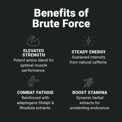 Wilderness Athlete Brute Force strong-muscle imagery conveys stamina benefits.