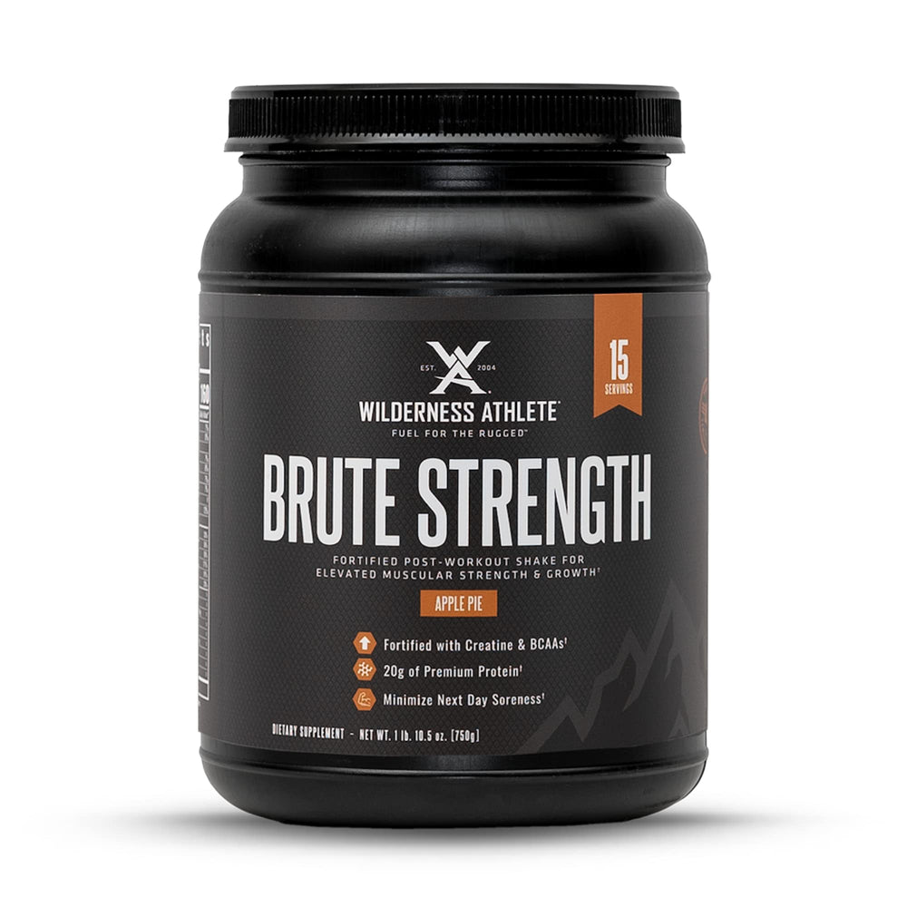 Wilderness Athlete Brute Strength BCAA Post Workout tub front promotes post-workout recovery