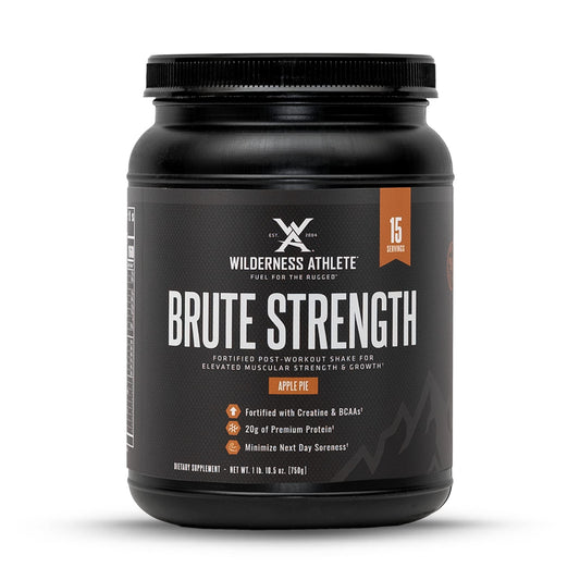 Wilderness Athlete Brute Strength BCAA Post Workout tub front promotes post-workout recovery
