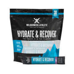 Wilderness Athlete Hydrate & Recover grape packet pour supports hydration and electrolyte balance.