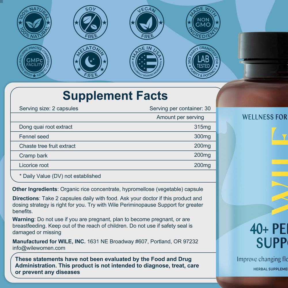 WILE chaste tree fruit extract emphasizing gentle mood support during perimenopause.