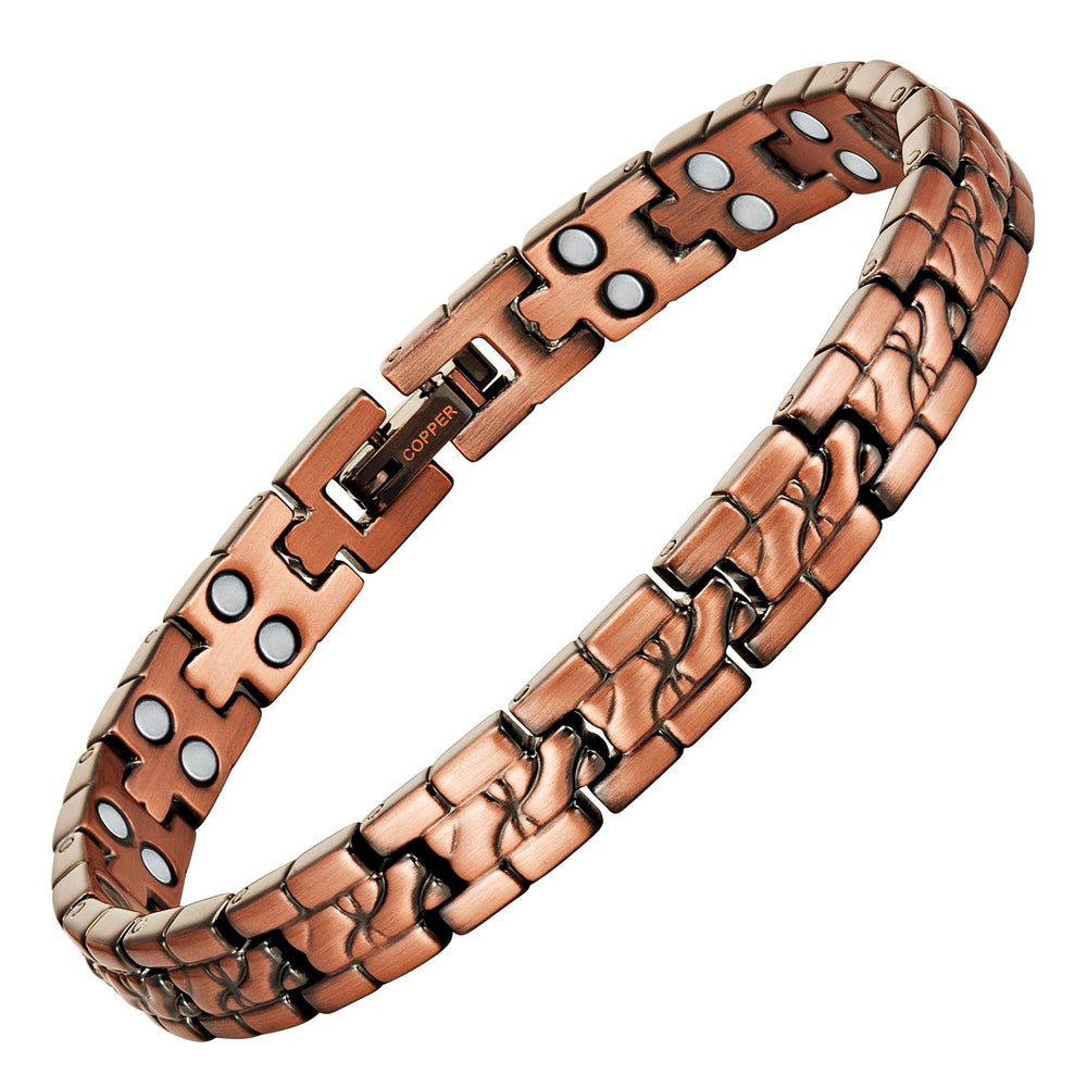 Willis Judd women's copper magnetic bracelet closeup highlights durable finish and dual magnets.