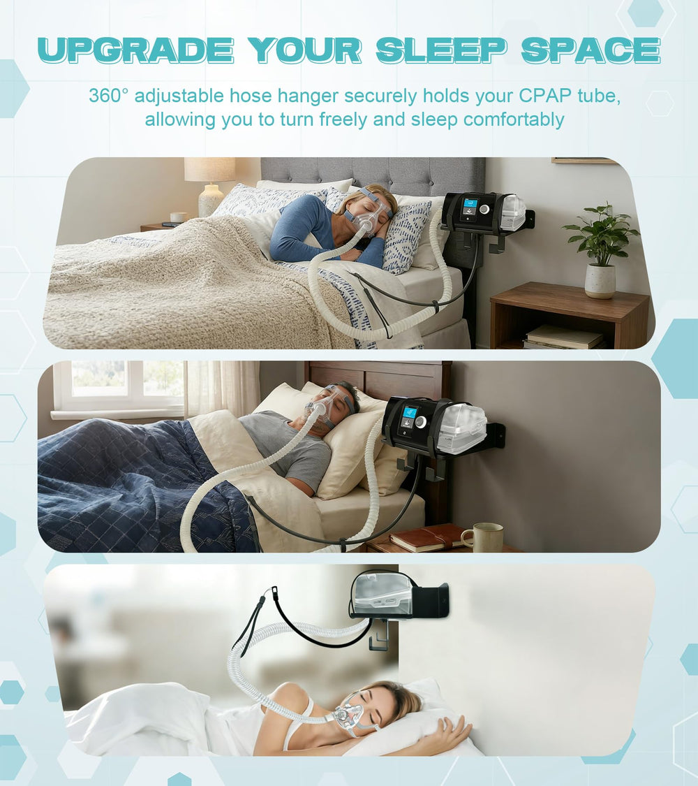 Windihoues adjustable-angle CPAP mount keeps tubing positioned with you