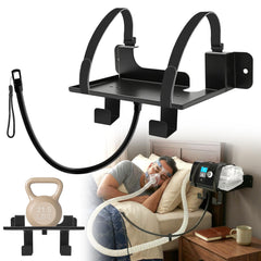 Windihoues CPAP hose hanger on a metal wall mount for tidy bedside setup
