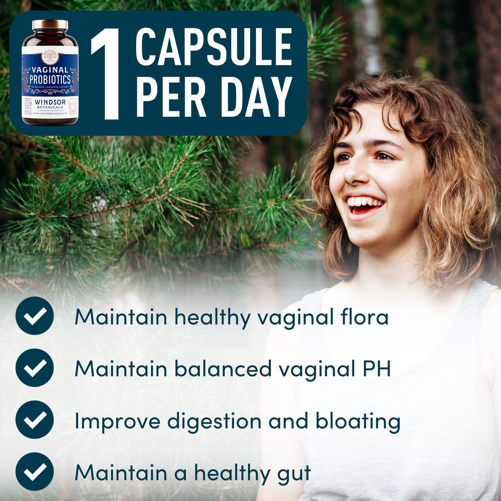 WINDSOR BOTANICALS 19B CFU capsule close-up highlights potency for vaginal health.