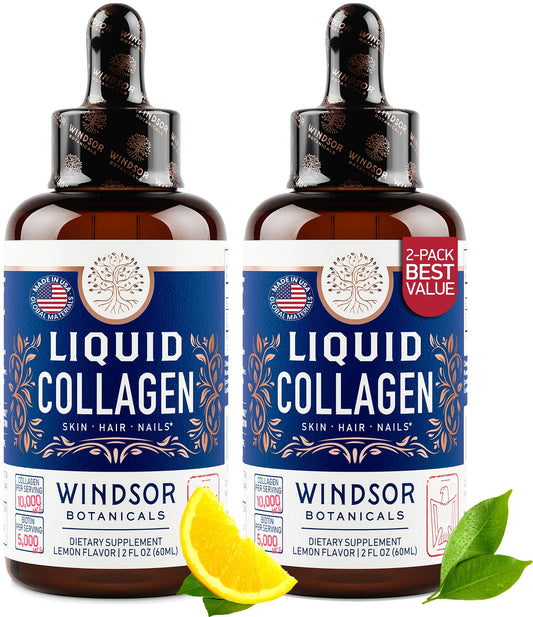 Windsor Botanicals Concentrated Collagen Drops bottle for skin, hair, and nails support