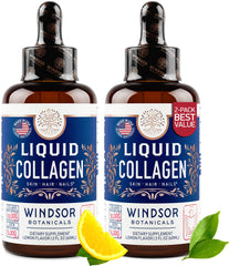 Windsor Botanicals Concentrated Collagen Drops bottle for skin, hair, and nails support