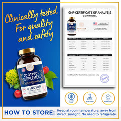 WINDSOR BOTANICALS herbal cortisol formula in a convenient capsule for bedtime routines