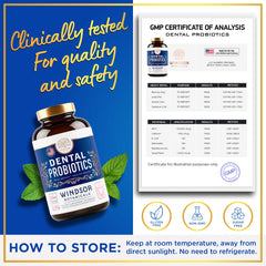 Windsor Botanicals Lactobacillus Salivarius tablet on surface suggests strong formula