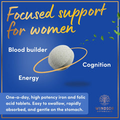 WINDSOR BOTANICALS vegan iron pill offers gentle daily support