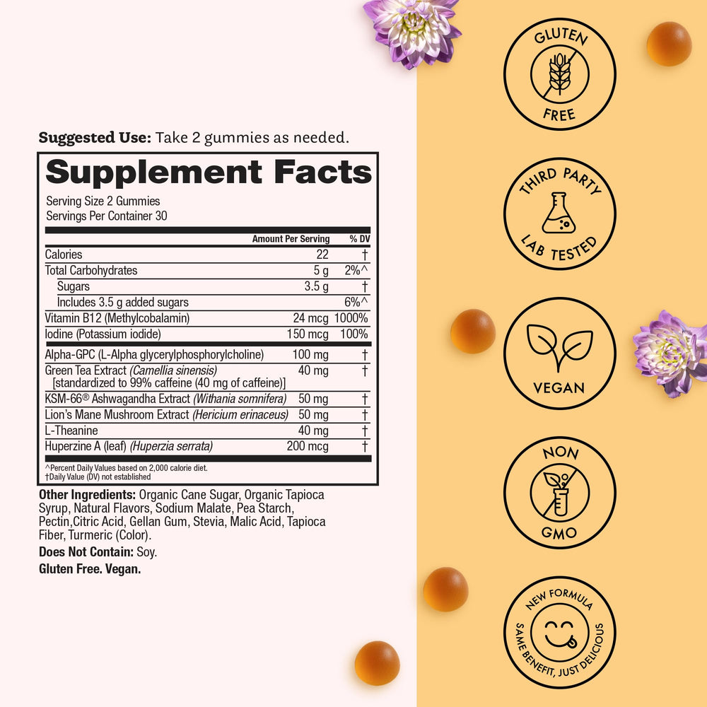 Winged Wellness Rise Up pineapple gummies on a light background, tasty energy snack.