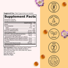 Winged Wellness Rise Up pineapple gummies on a light background, tasty energy snack.