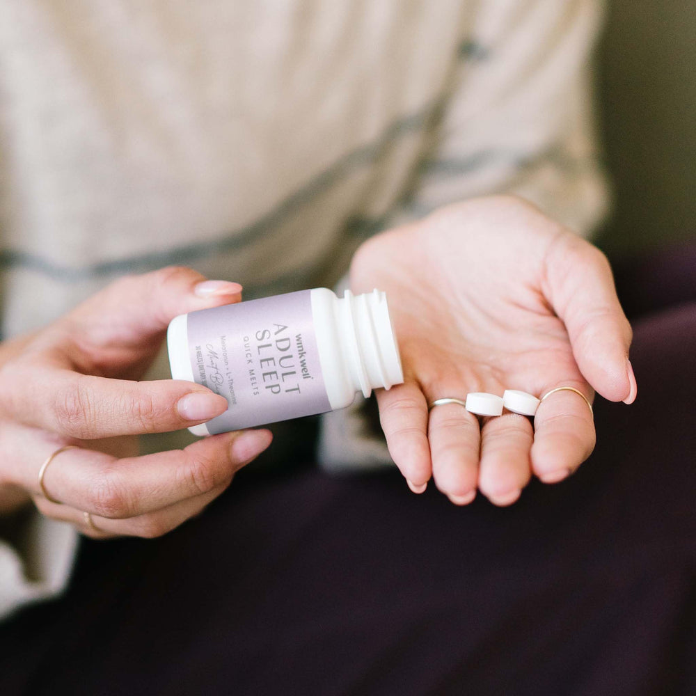 Wink Naturals Wink Well tablet shows sugar-free formula for healthier evenings
