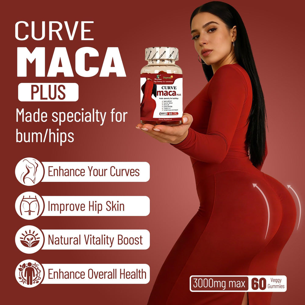 Wins Town Maca Plus Gummies bottle pouring to illustrate convenient daily use.