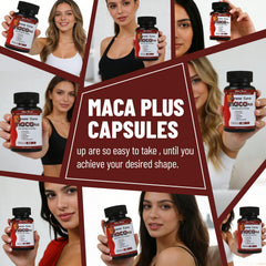 Wins Town Maca Plus health scene with bottle and plant imagery promoting vitality.