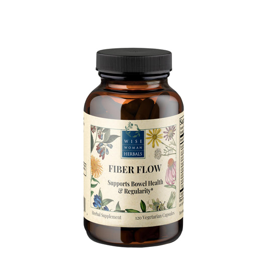 Wise Woman Herbals Fiber Flow capsules bottle for gentle digestive support and regularity