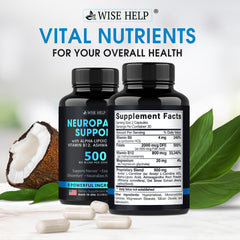 Wisehelp Neuropathy Support capsules close-up highlighting convenient daily supplementation