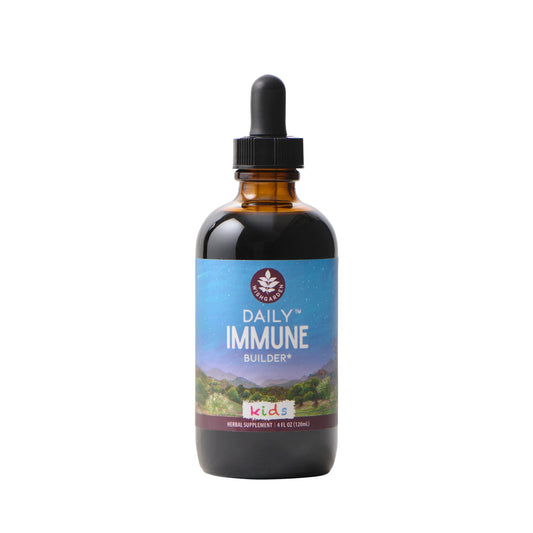 WishGarden Daily Immune for Kids bottle pour showing easy dosing.