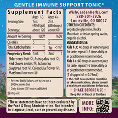 WishGarden Daily Immune for Kids label close-up featuring elderberry and echinacea.