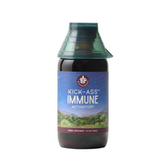 WishGarden Kick-Ass Immune Activator bottle with dropper for plant-based support.