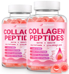 Wiszeen Collagen Gummies for Women front bottle showing sugar-free formula for daily beauty support