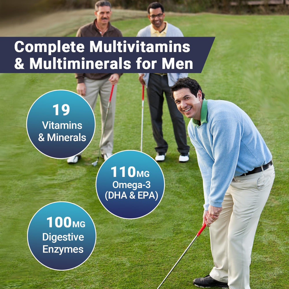 Wiszeen Men's Multivitamins Gummies in box and bottle showing comprehensive nutrients for energy and immunity.