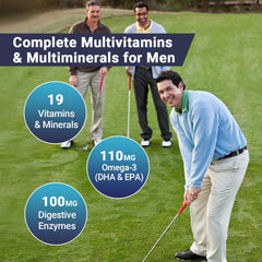 Wiszeen Men's Multivitamins Gummies in box and bottle showing comprehensive nutrients for energy and immunity.