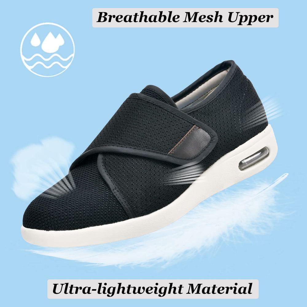 W&LESVAGO women's diabetic walking shoes side view with adjustable closures for edema-friendly fit