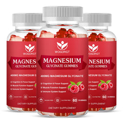 WOGORGT Magnesium Glycinate Gummies raspberry bottle may support relaxation and focus.