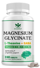 WOGORGT magnesium glycinate + L-Theanine bottle for calm evenings and daily focus.