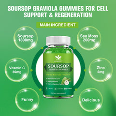WOGORGT Soursop gummies with vitamin C and zinc for everyday vitality.