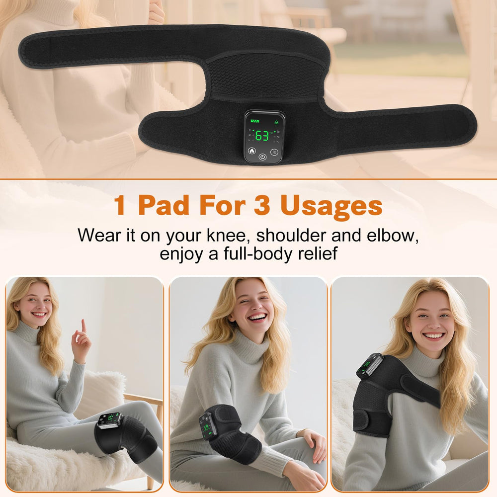 WoloyHeatie Knee Massager shows heat levels for customizable warmth.