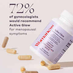 Womaness Active Glow skin glow closeup illustrating hydration and elasticity