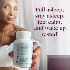 Label on Womaness Let Me Sleep highlights melatonin and magnesium.