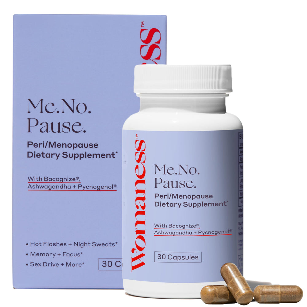 Womaness menopause supplements bottle for daily balance and comfort.