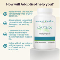 Adaptisol bottle label close-up highlighting GMP and purity commitments