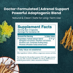 Adaptisol package angle features herbal blend visuals and science note