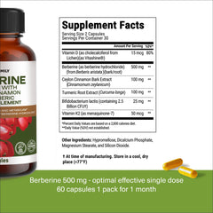Berberina 500 mg en primer plano; posible apoyo al equilibrio glucémico dentro de una rutina saludable.