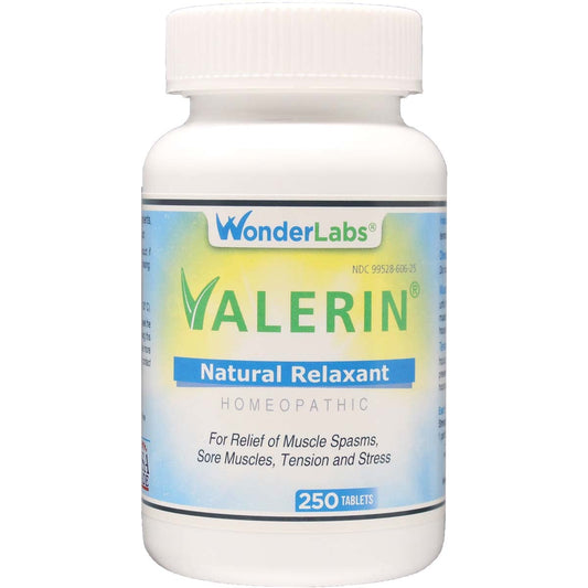 Wonder Laboratories Valerian Relaxant bottle pour for stress relief and muscle comfort.