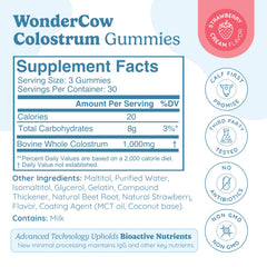 Front view of WONDERCOW Colostrum Gummies bottle
