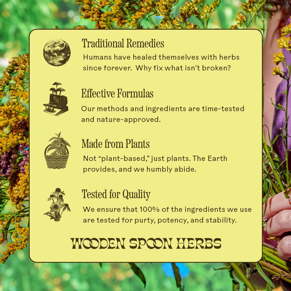 Wooden Spoon Herbs Stress Savior daily ritual setup suggesting energy and resilience.
