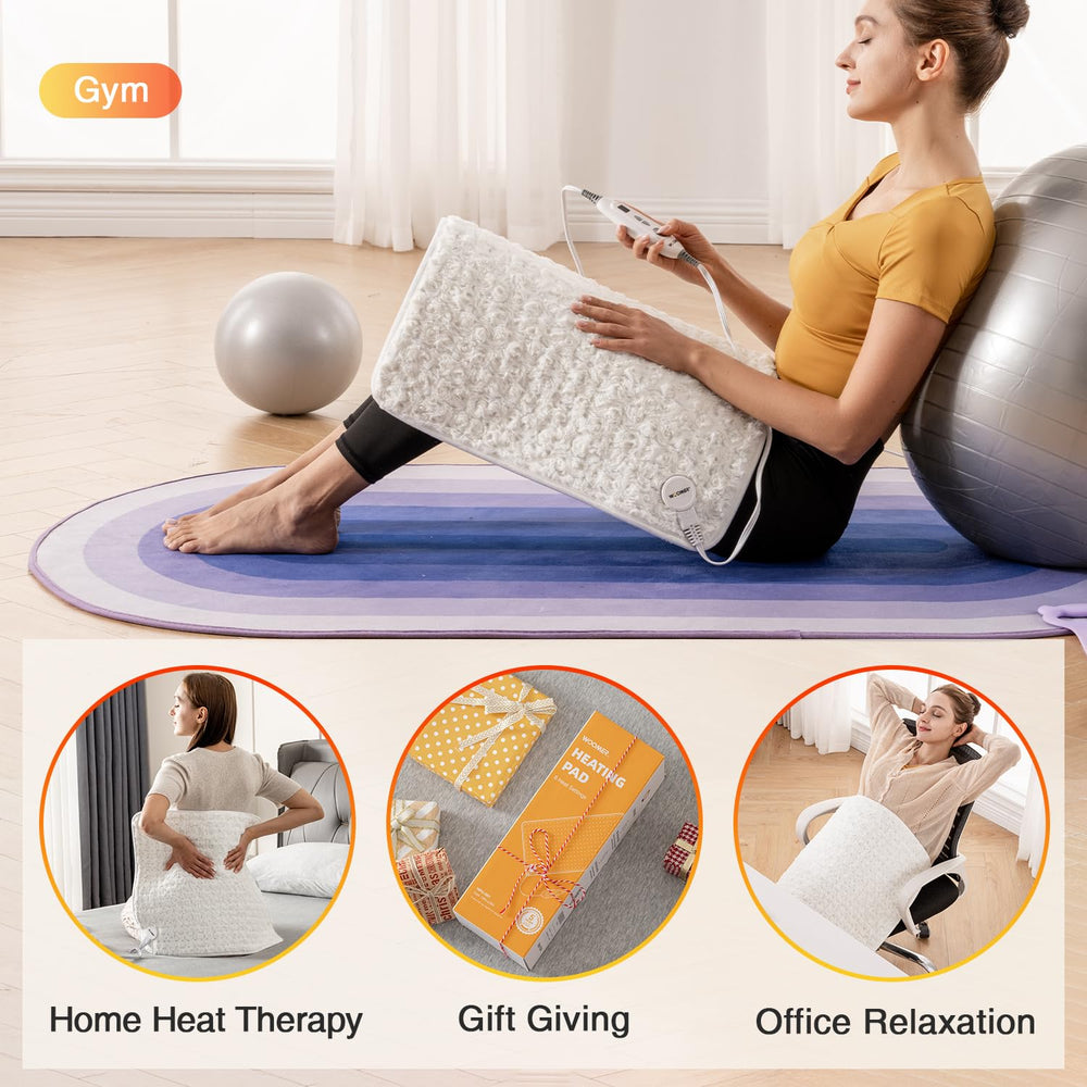 WOOMER heating pad adjustable heat settings for personalized warmth